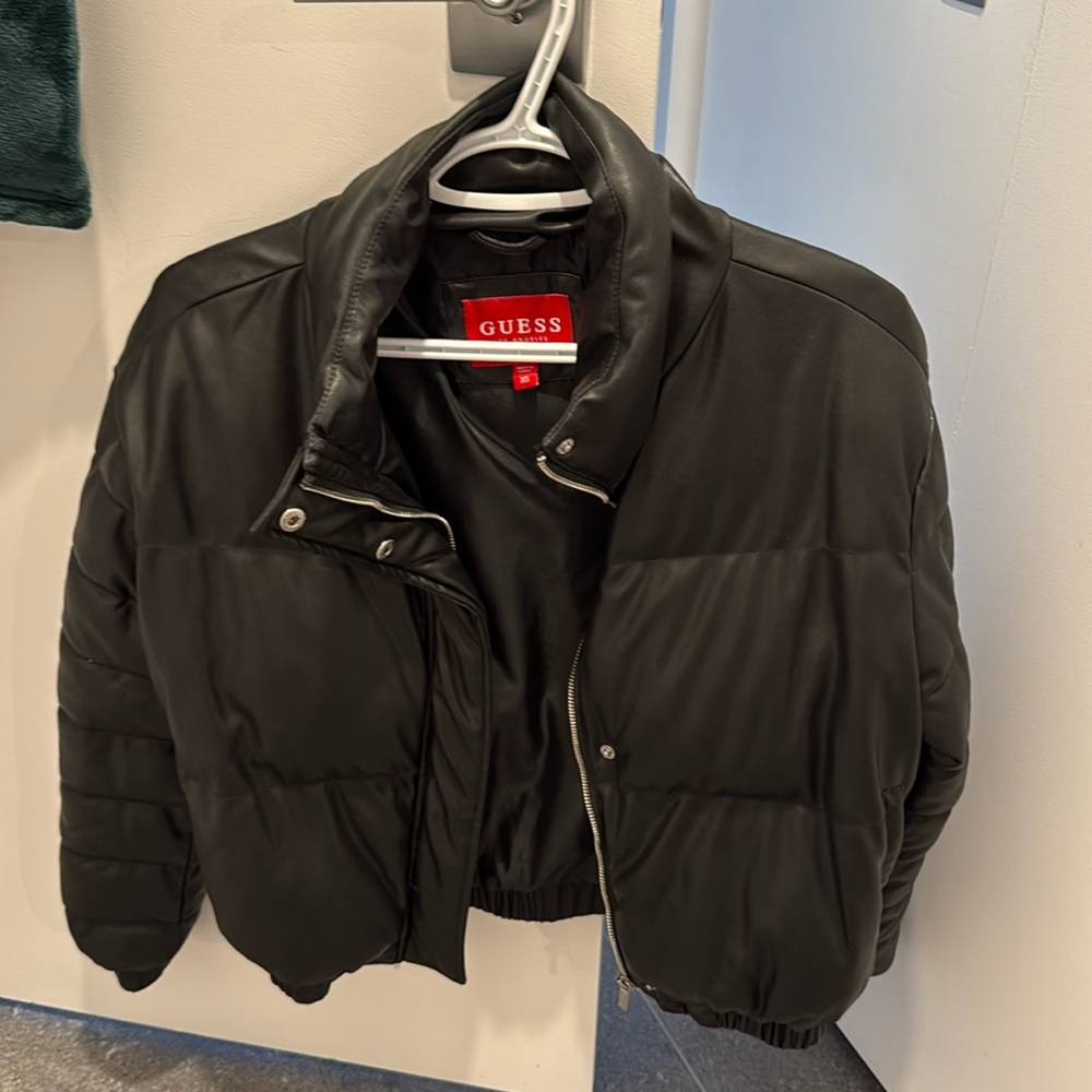 GUESS faux leather puffer jacket new